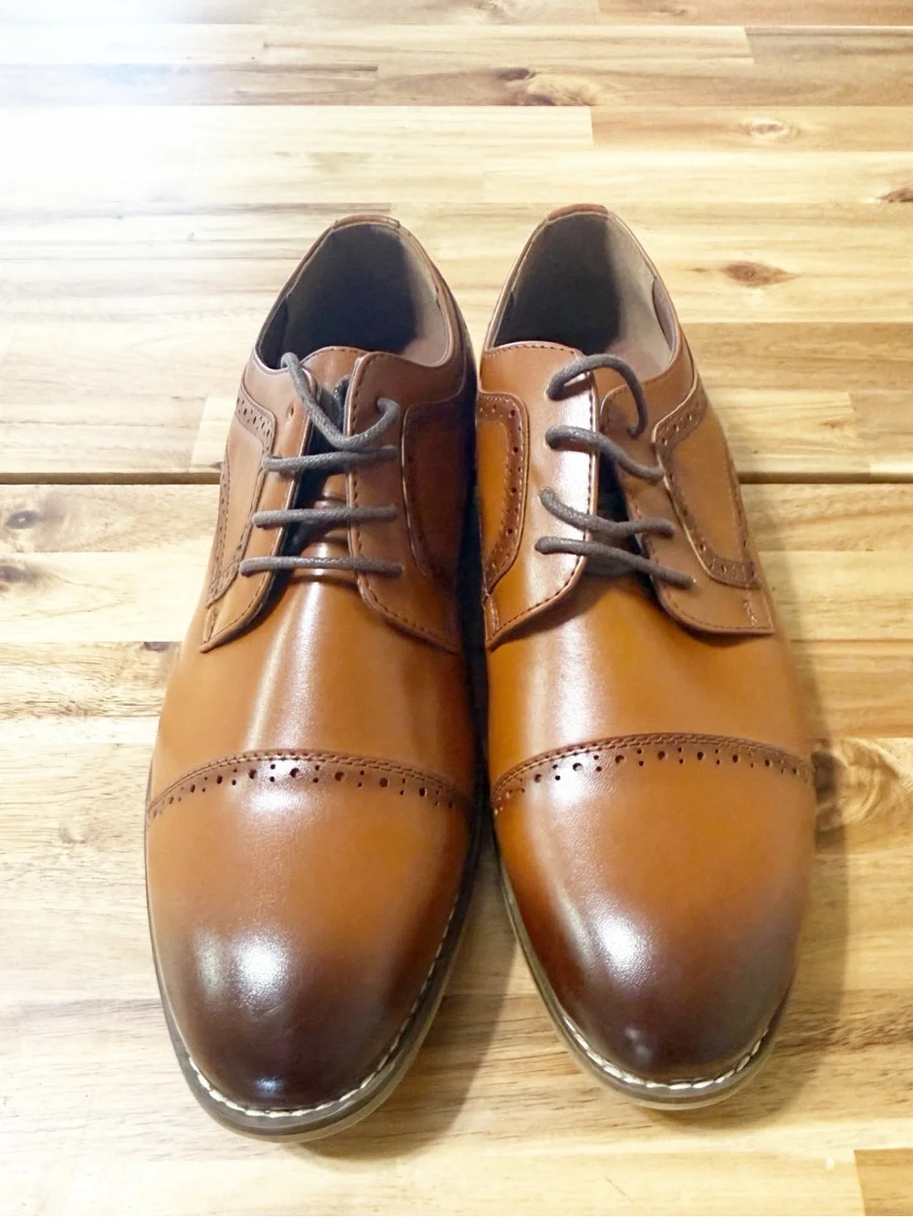 Stacy Adams Dickinson Cap Toe Oxford Loafers Leather Big Boys Kids Size 6 Cognac